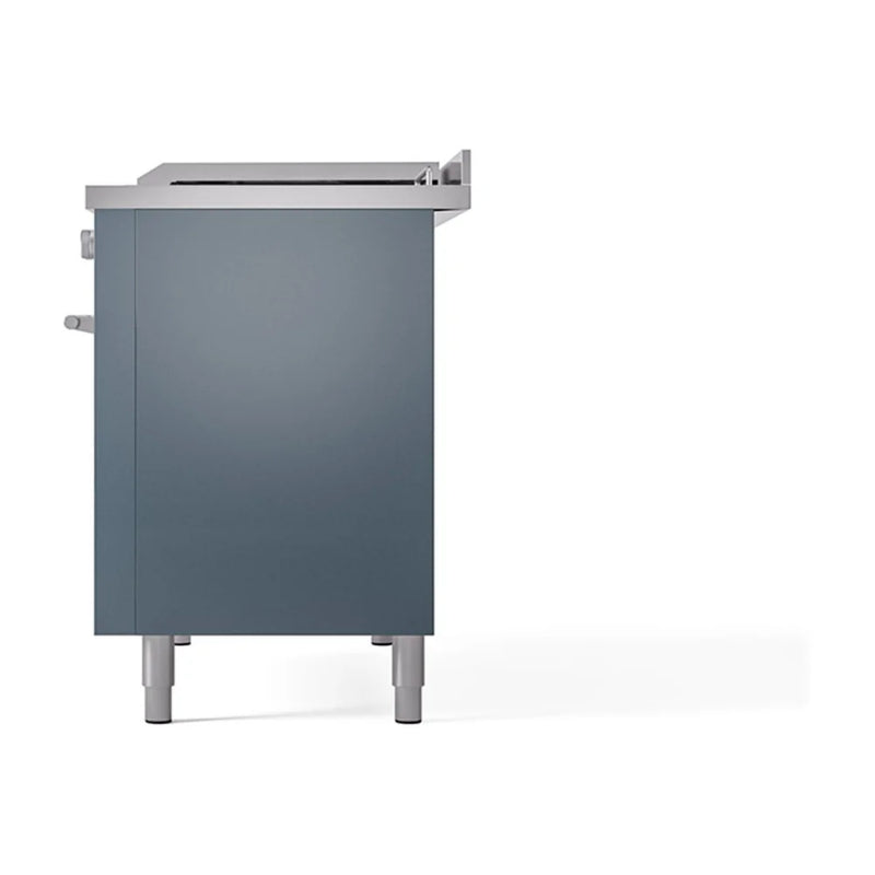 ILVE Professional Plus II 48" Dual Fuel Freestanding Range in Blue Grey with Stainless Steel Trim, UP48FSQMPBG