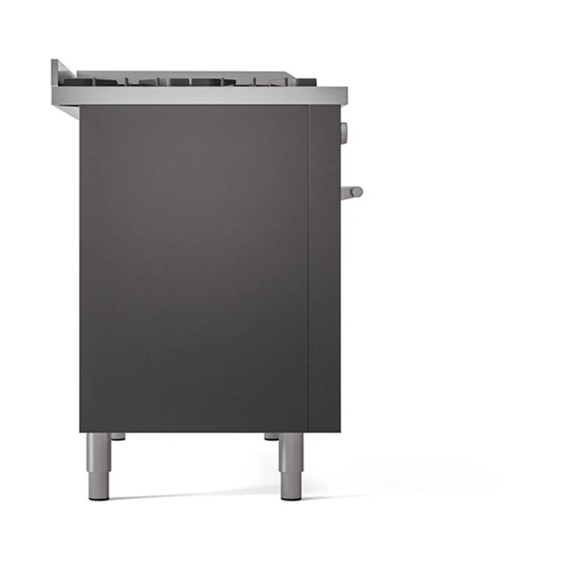 ILVE Professional Plus II 48" Dual Fuel Freestanding Range in Graphite Matte with Stainless Steel Trim, UP48FSQMPMGLP