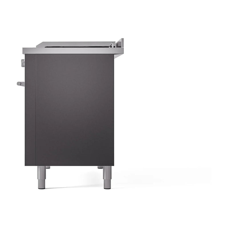 ILVE Professional Plus II 48" Dual Fuel Freestanding Range in Graphite Matte with Stainless Steel Trim, UP48FSQMPMGLP
