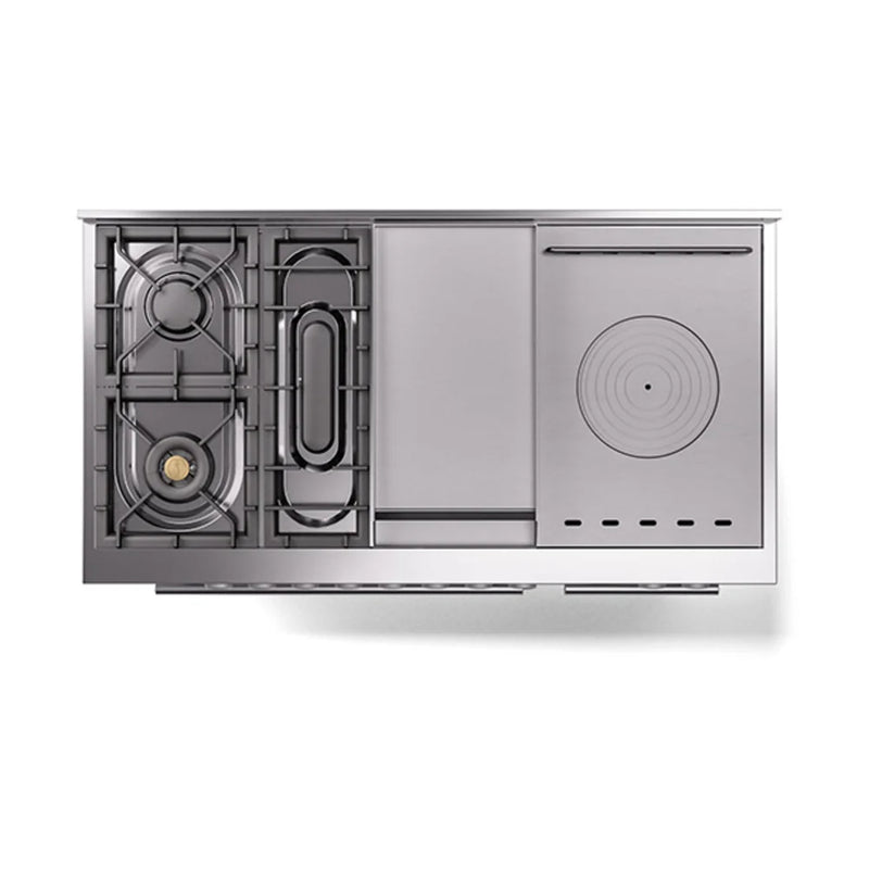 ILVE Professional Plus II 48" Dual Fuel Freestanding Range in RAL Color with Stainless Steel Trim, UP48FSQMPRALP