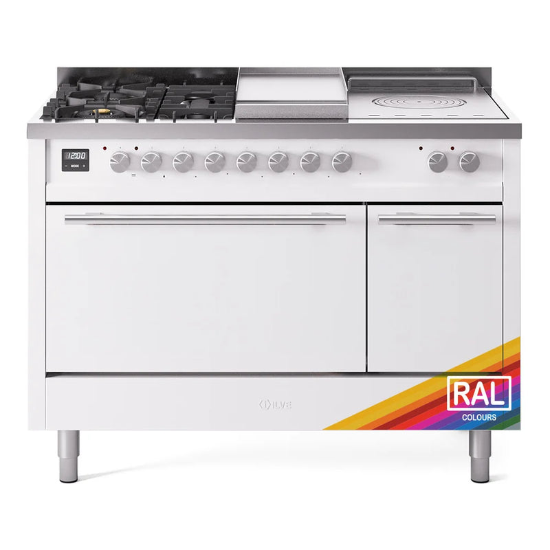 ILVE Professional Plus II 48" Dual Fuel Freestanding Range in RAL Color with Stainless Steel Trim, UP48FSQMPRA