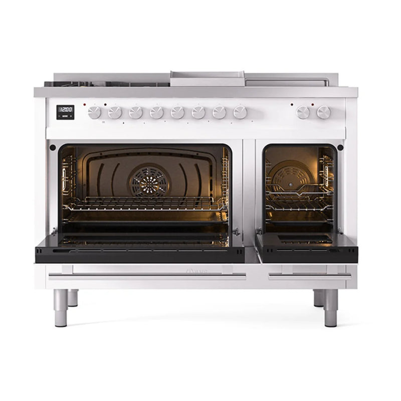 ILVE Professional Plus II 48" Dual Fuel Freestanding Range in RAL Color with Stainless Steel Trim, UP48FSQMPRA