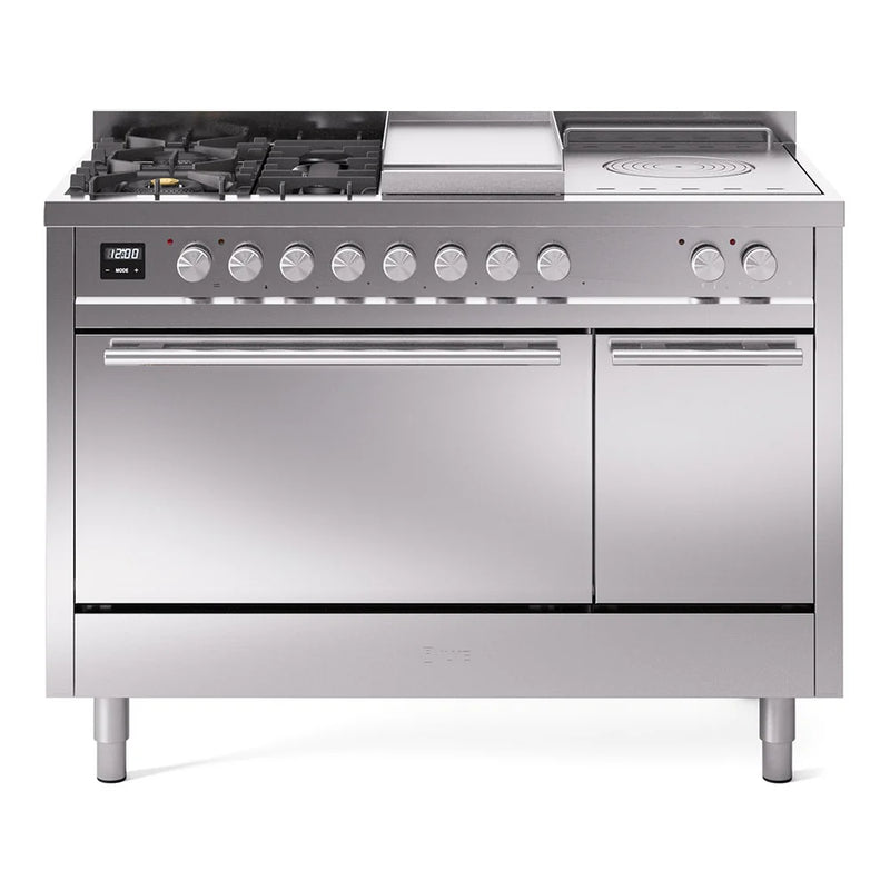 ILVE Professional Plus II 48" Dual Fuel Freestanding Range in Stainless Steel with Stainless Steel Trim, UP48FSQMPSS