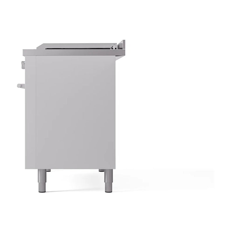 ILVE Professional Plus II 48" Dual Fuel Freestanding Range in White with Stainless Steel Trim, UP48FSQMPWHLP