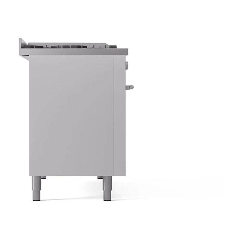 ILVE Professional Plus II 48" Dual Fuel Freestanding Range in White with Stainless Steel Trim, UP48FSQMPWH