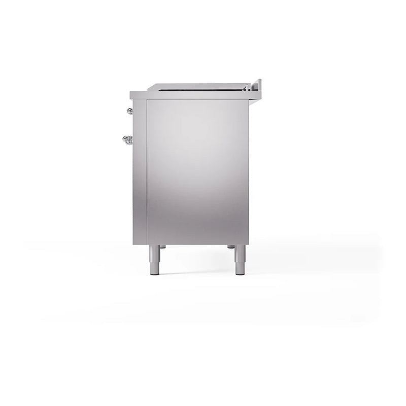 ILVE Nostalgie II 48" Dual Fuel Freestanding Range in Stainless Steel with Chrome Trim, UP48FSQNMPSSCLP