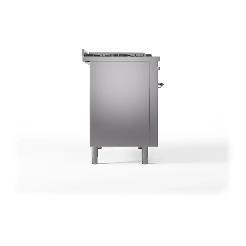 ILVE Nostalgie II 48" Dual Fuel Freestanding Range in Stainless Steel with Chrome Trim, UP48FSQNMPSSC