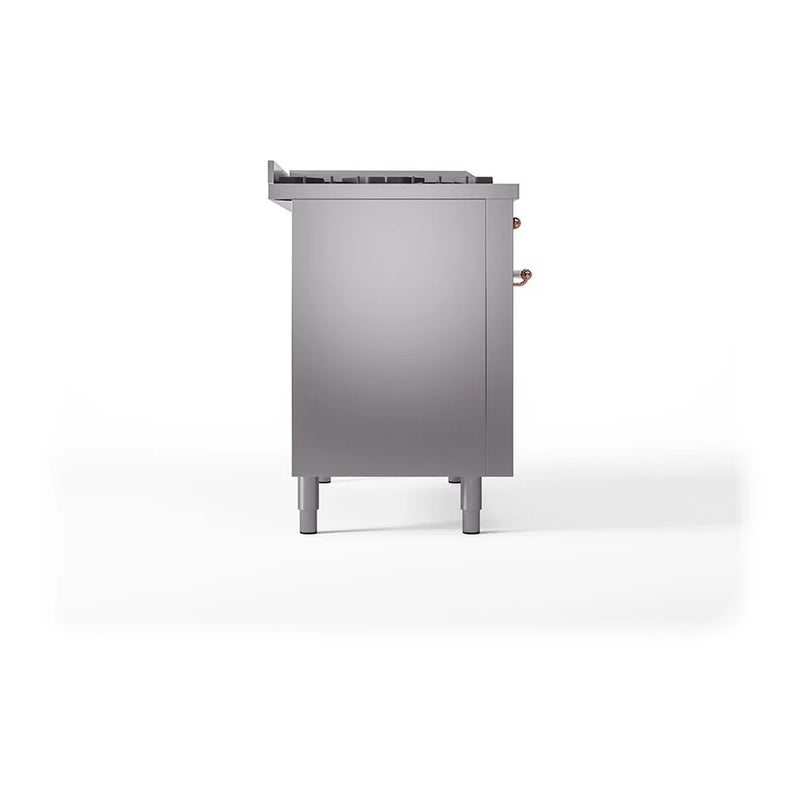 ILVE Nostalgie II 48" Dual Fuel Freestanding Range in Stainless Steel with Copper Trim, UP48FSQNMPSSP