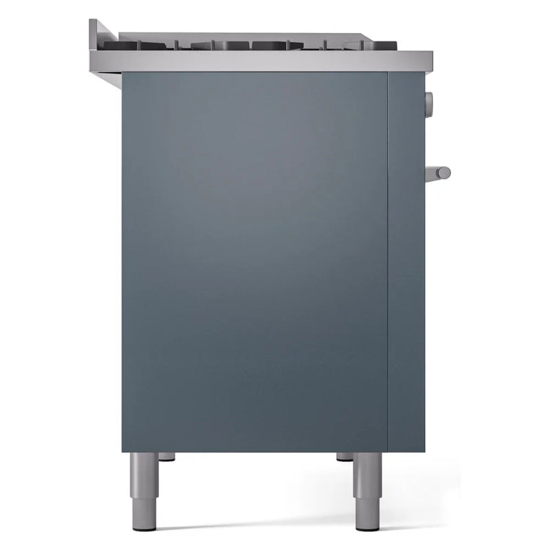 ILVE Professional Plus II 48" Dual Fuel Freestanding Range in Blue Grey with Stainless Steel Trim, UP48FSWMPBGLP