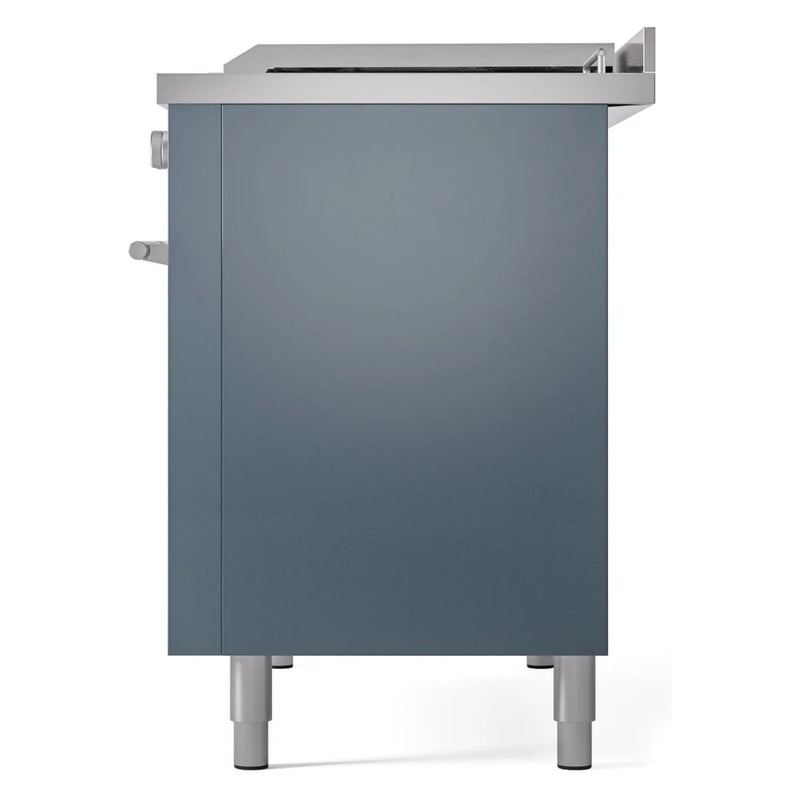 ILVE Professional Plus II 48" Dual Fuel Freestanding Range in Blue Grey with Stainless Steel Trim, UP48FSWMPBGLP