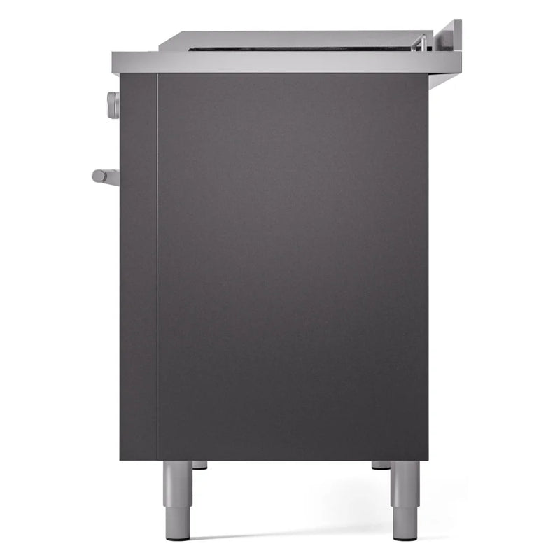 ILVE Professional Plus II 48" Dual Fuel Freestanding Range in Graphite Matte with Stainless Steel Trim, UP48FSWMPMGLP