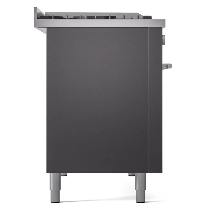 ILVE Professional Plus II 48" Dual Fuel Freestanding Range in Graphite Matte with Stainless Steel Trim, UP48FSWMPMG