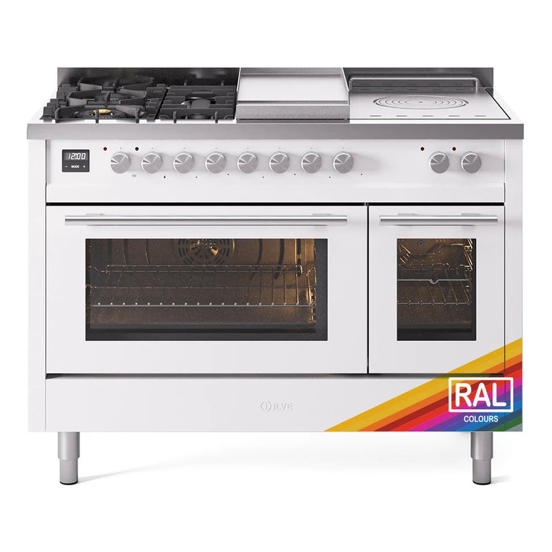 ILVE Professional Plus II 48" Dual Fuel Freestanding Range in RAL Color with Stainless Steel Trim, UP48FSWMPRA