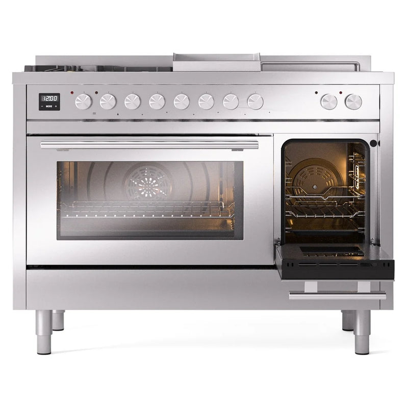 ILVE Professional Plus II 48" Dual Fuel Freestanding Range in Stainless Steel with Stainless Steel Trim, UP48FSWMPSSLP