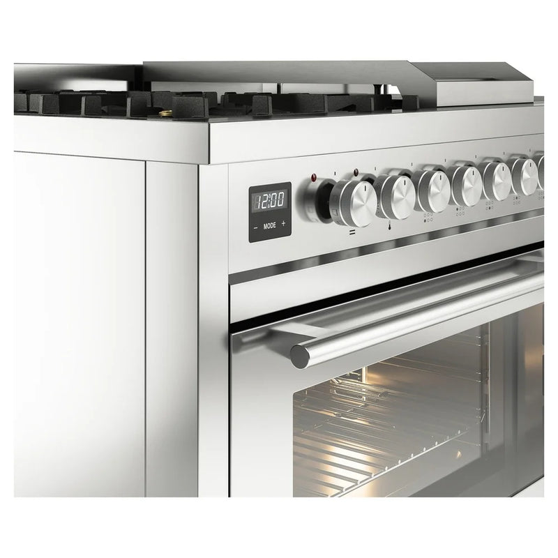 ILVE Professional Plus II 48" Dual Fuel Freestanding Range in Stainless Steel with Stainless Steel Trim, UP48FSWMPSSLP