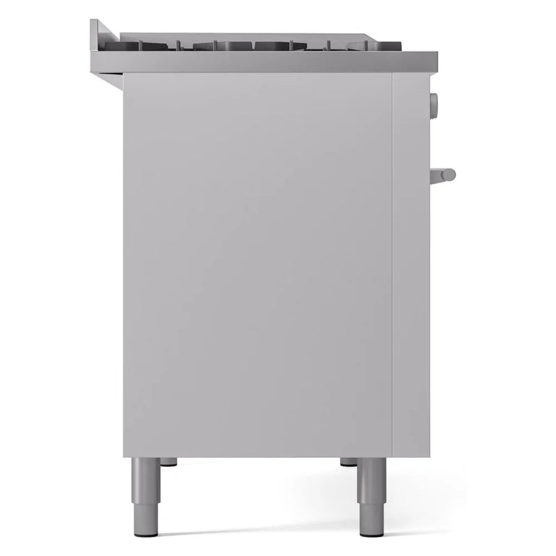 ILVE Professional Plus II 48" Dual Fuel Freestanding Range in White with Stainless Steel Trim, UP48FSWMPWH