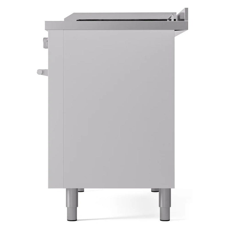 ILVE Professional Plus II 48" Dual Fuel Freestanding Range in White with Stainless Steel Trim, UP48FSWMPWH