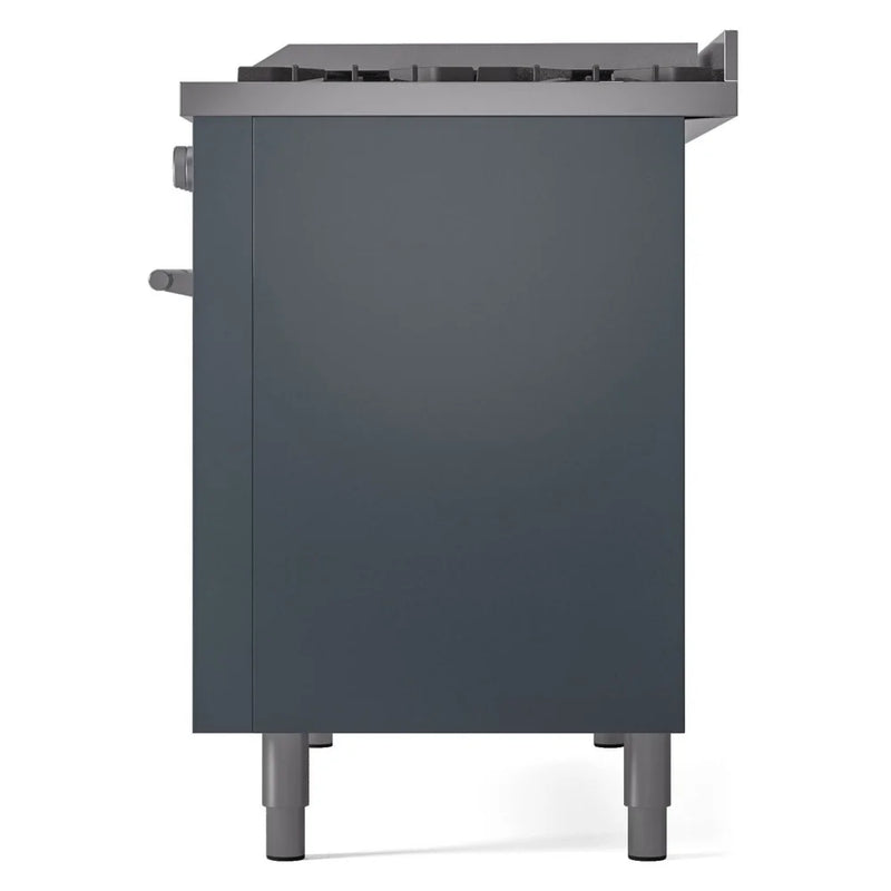 ILVE Professional Plus II 48" Dual Fuel Freestanding Range in Blue Grey with Stainless Steel Trim, UP48FWMPBGLP