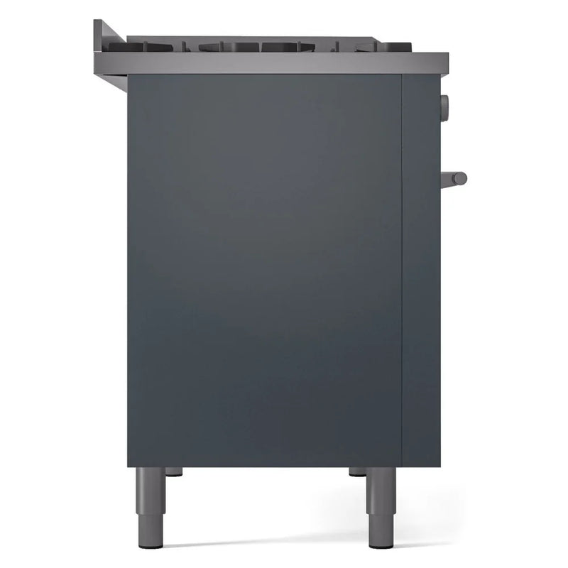 ILVE Professional Plus II 48" Dual Fuel Freestanding Range in Blue Grey with Stainless Steel Trim, UP48FWMPBG