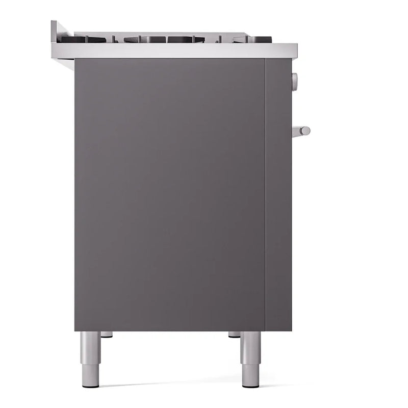 ILVE Professional Plus II 48" Dual Fuel Freestanding Range in Graphite Matte with Stainless Steel Trim, UP48FWMPMG