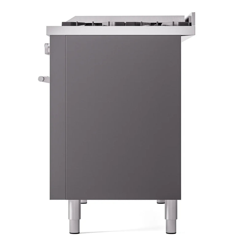 ILVE Professional Plus II 48" Dual Fuel Freestanding Range in Graphite Matte with Stainless Steel Trim, UP48FWMPMG