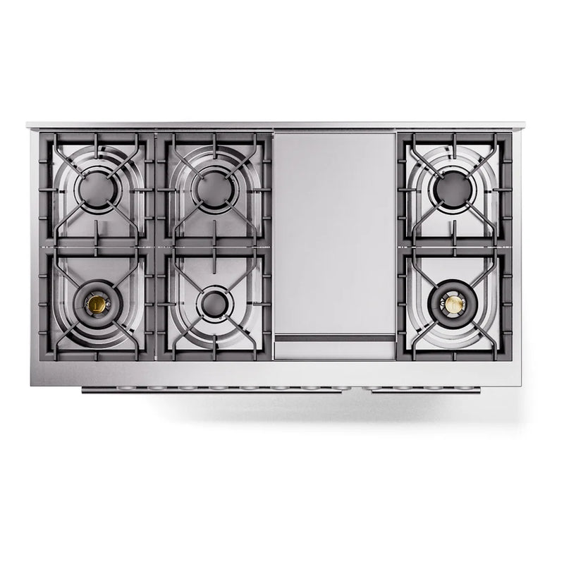 ILVE Professional Plus II 48" Dual Fuel Freestanding Range in Stainless Steel with Stainless Steel Trim, UP48FWMPSSLP