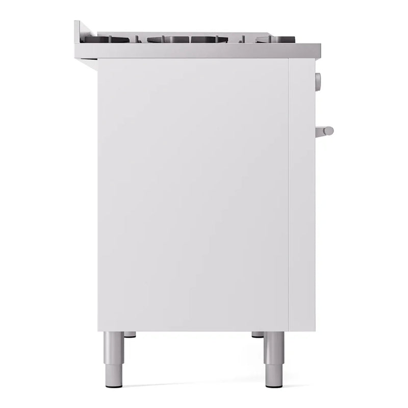 ILVE Professional Plus II 48" Dual Fuel Freestanding Range in White with Stainless Steel Trim, UP48FWMPWH