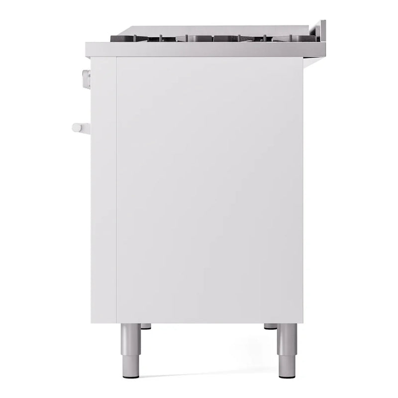 ILVE Professional Plus II 48" Dual Fuel Freestanding Range in White with Stainless Steel Trim, UP48FWMPWH