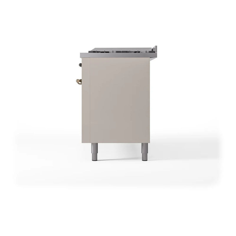 ILVE Nostalgie II 60" Dual Fuel Freestanding Range in Antique White with Burnished Trim, UP60FNMPAWB