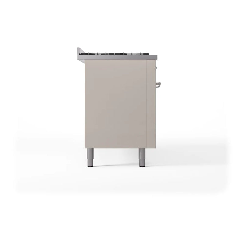 ILVE Nostalgie II 60" Dual Fuel Freestanding Range in Antique White with Chrome Trim, UP60FNMPAWC