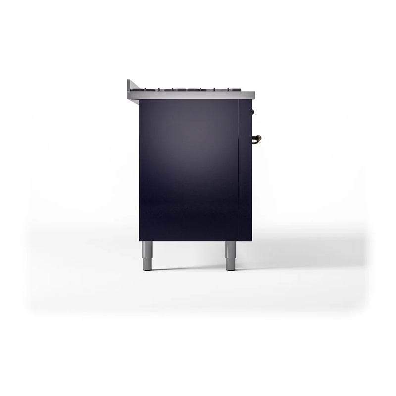 ILVE Nostalgie II 60" Dual Fuel Freestanding Range in Midnight Blue with Burnished Trim, UP60FNMPMBB