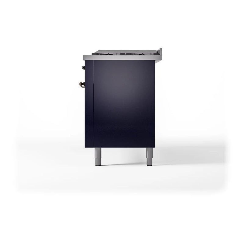 ILVE Nostalgie II 60" Dual Fuel Freestanding Range in Midnight Blue with Burnished Trim, UP60FNMPMBB
