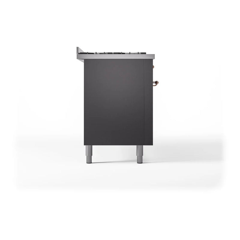 ILVE Nostalgie II 60" Dual Fuel Freestanding Range in Graphite Matte with Copper Trim, UP60FNMPMGP