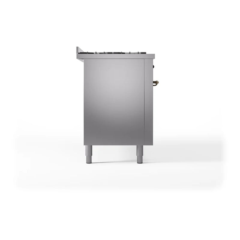 ILVE Nostalgie II 60" Dual Fuel Freestanding Range in Stainless Steel with Burnished Trim, UP60FNMPSSBLP
