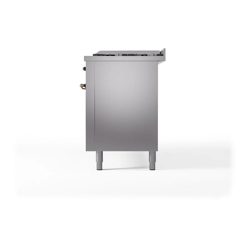 ILVE Nostalgie II 60" Dual Fuel Freestanding Range in Stainless Steel with Burnished Trim, UP60FNMPSSBLP