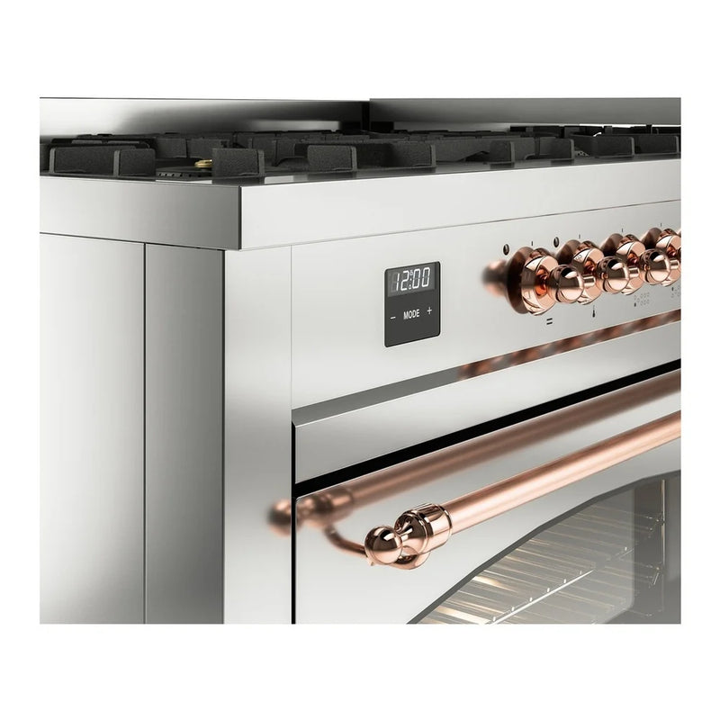 ILVE Nostalgie II 60" Dual Fuel Freestanding Range in Stainless Steel with Copper Trim, UP60FNMPSSPLP