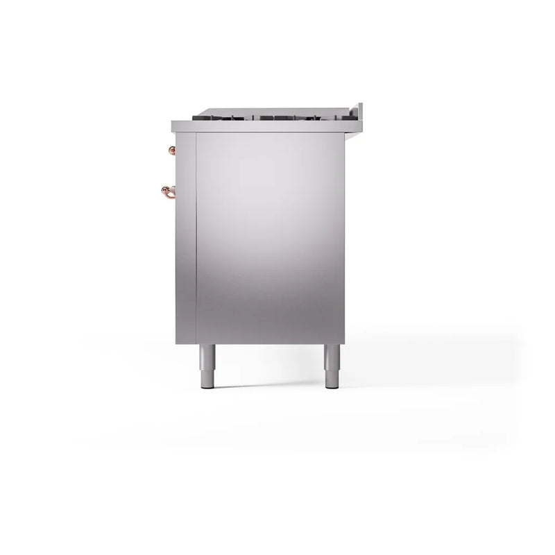 ILVE Nostalgie II 60" Dual Fuel Freestanding Range in Stainless Steel with Copper Trim, UP60FNMPSSPLP
