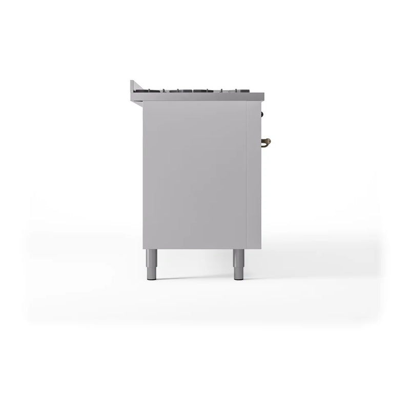 ILVE Nostalgie II 60" Dual Fuel Freestanding Range in White with Burnished Trim, UP60FNMPWHBLP