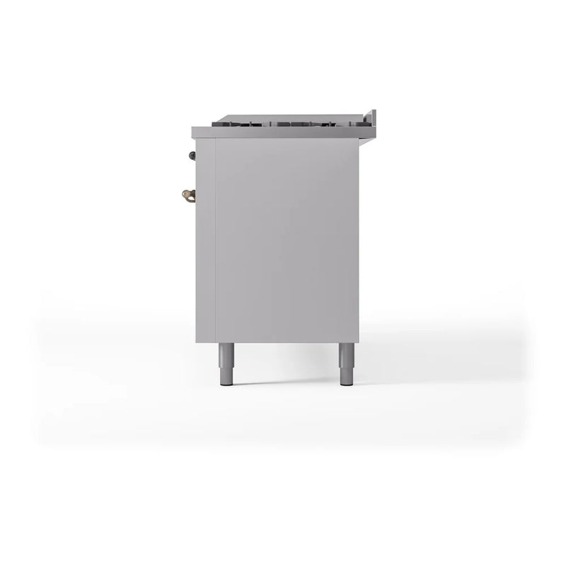 ILVE Nostalgie II 60" Dual Fuel Freestanding Range in White with Burnished Trim, UP60FNMPWHBLP