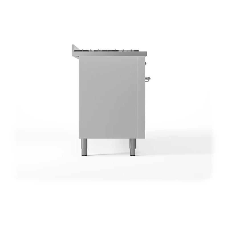 ILVE Nostalgie II 60" Dual Fuel Freestanding Range in White with Chrome Trim, UP60FNMPWHCLP