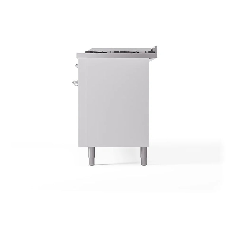 ILVE Nostalgie II 60" Dual Fuel Freestanding Range in White with Chrome Trim, UP60FNMPWHCLP