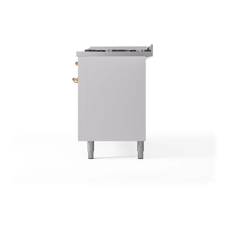 ILVE Nostalgie II 60" Dual Fuel Freestanding Range in White with Brass Trim, UP60FNMPWHGLP