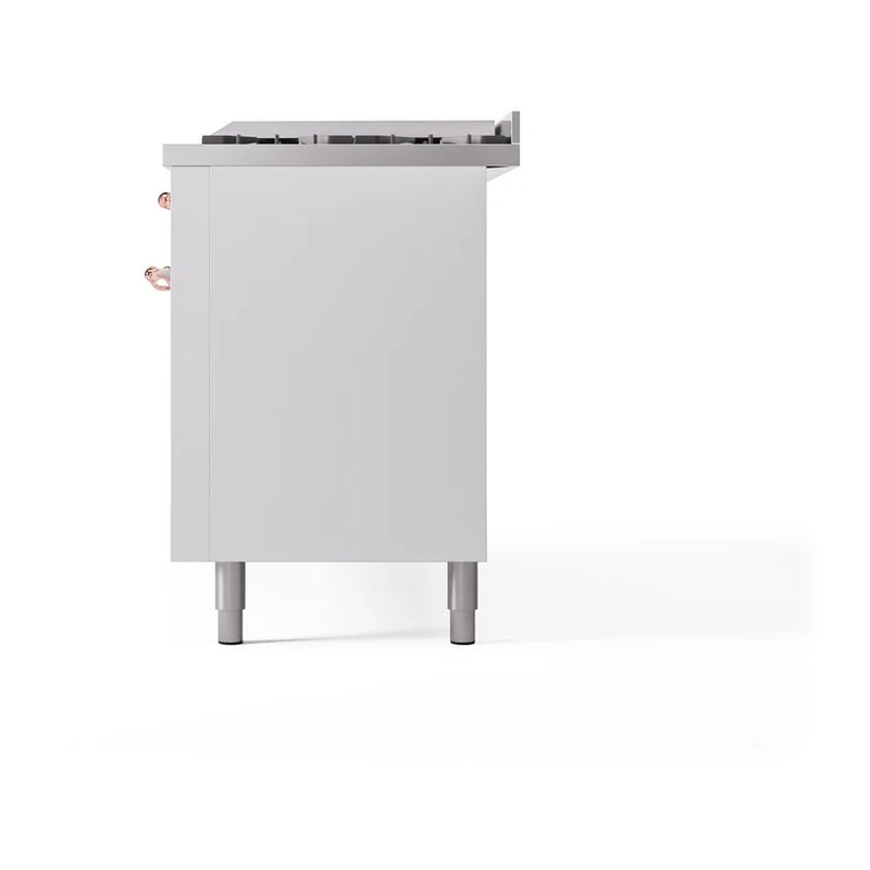 ILVE Nostalgie II 60" Dual Fuel Freestanding Range in White with Copper Trim, UP60FNMPWHPLP