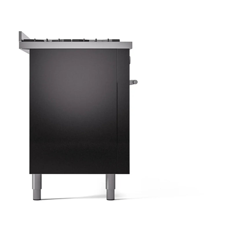 ILVE Professional Plus II 60" Dual Fuel Freestanding Range in Glossy Black with Stainless Steel Trim, UP60FQMPBKLP