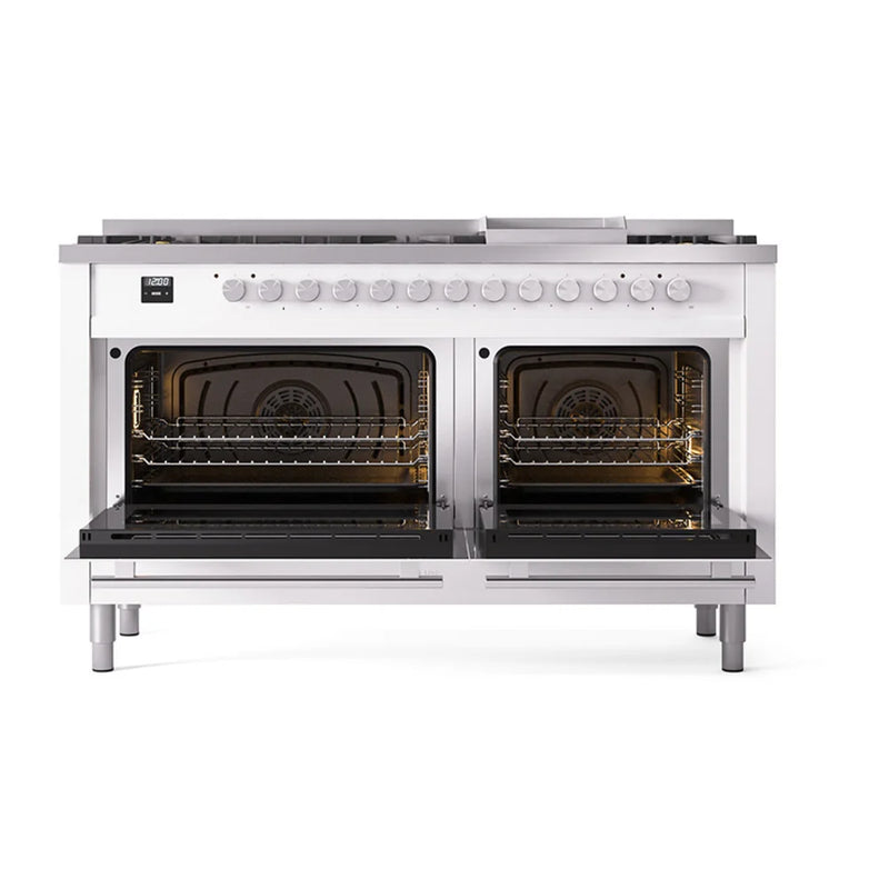 ILVE Professional Plus II 60" Dual Fuel Freestanding Range in RAL Color with Stainless Steel Trim, UP60FQMPRALP