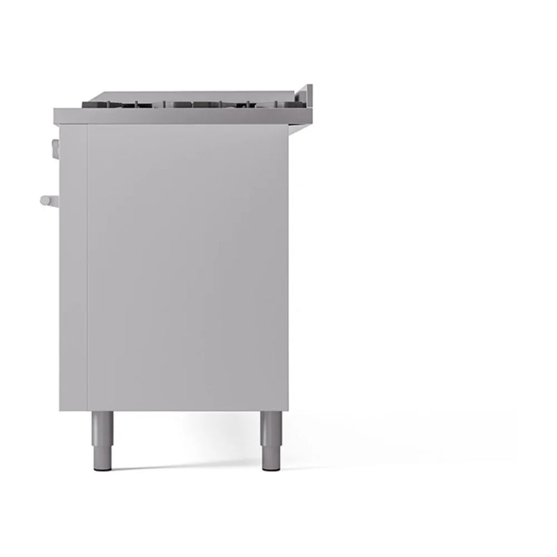 ILVE Professional Plus II 60" Dual Fuel Freestanding Range in White with Stainless Steel Trim, UP60FQMPWH