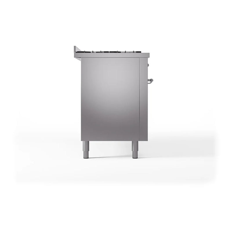 ILVE Nostalgie II 60" Dual Fuel Freestanding Range in Stainless Steel with Chrome Trim, UP60FQNMPSSC