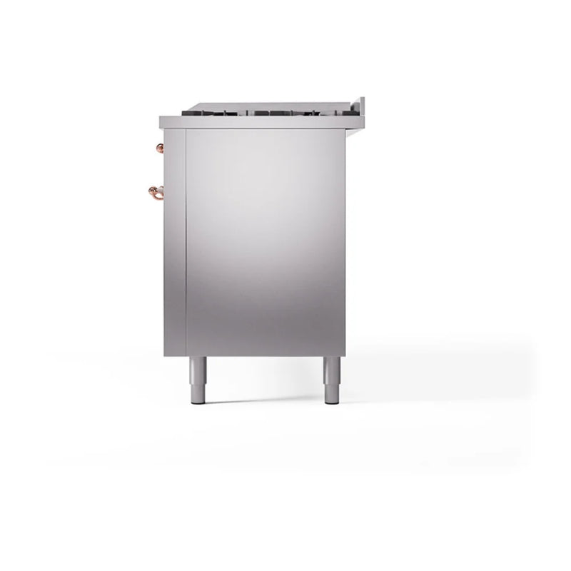 ILVE Nostalgie II 60" Dual Fuel Freestanding Range in Stainless Steel with Copper Trim, UP60FQNMPSSP