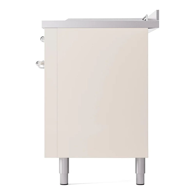 ILVE Nostalgie II 60" Dual Fuel Freestanding Range in Antique White with Chrome Trim, UP60FSNMPAWCLP