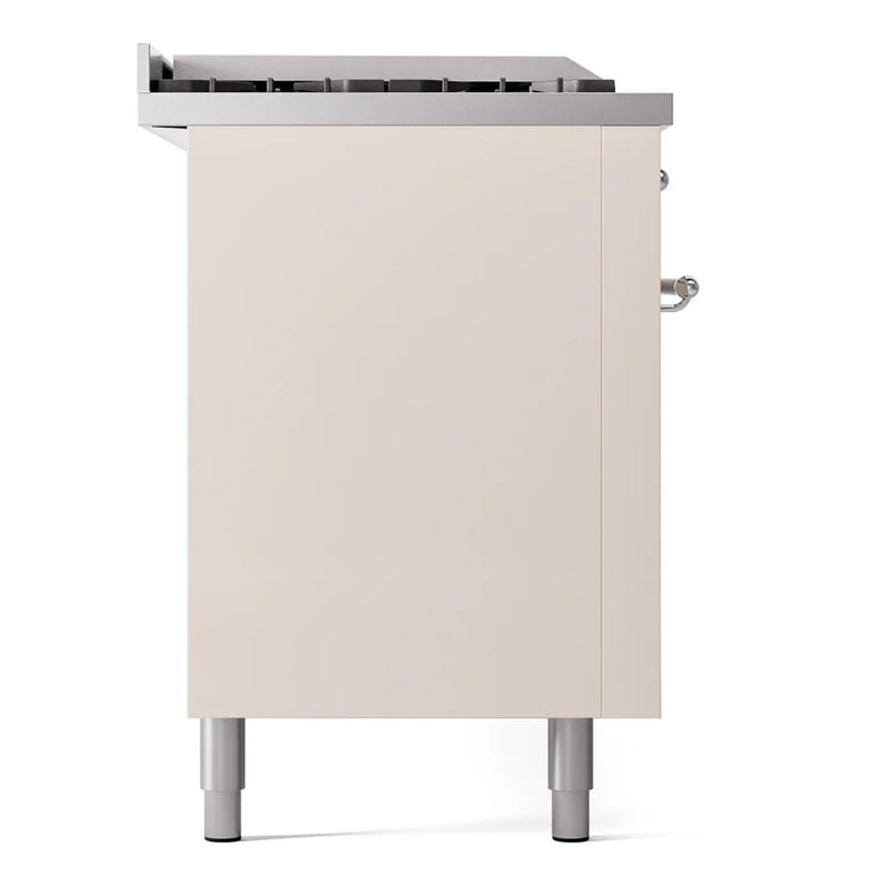 ILVE Nostalgie II 60" Dual Fuel Freestanding Range in Antique White with Chrome Trim, UP60FSNMPAWC